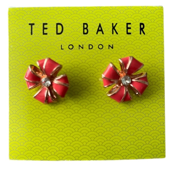 BNWT Ted Baker London “Rosetta Coral Enamel Earrings” - Picture 1 of 5